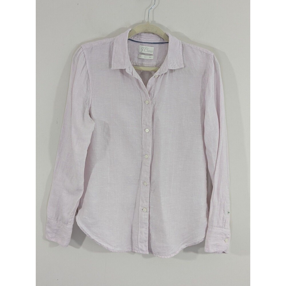 J. Crew Baird McNutt Irish Linen Pink Button Up Shirt Slim Fit Size 4 Classic